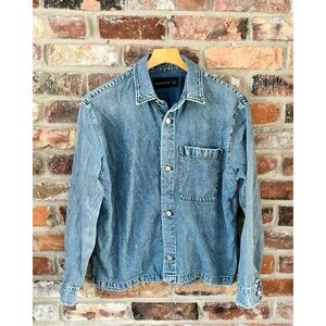 Abercrombie Blue Denim Button Front Long Sleeve Jean Shirt Top, S